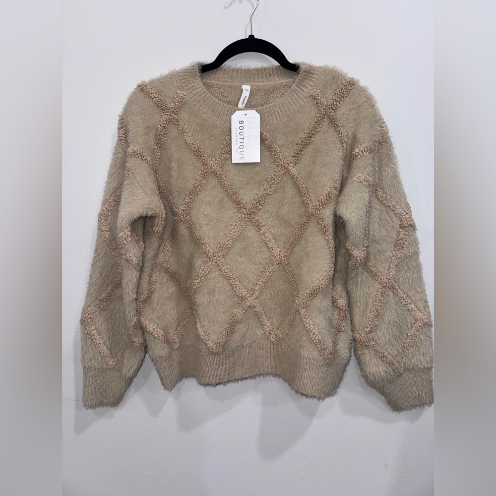 Wishlist Textured Cozy Beige Sweater Size S M
